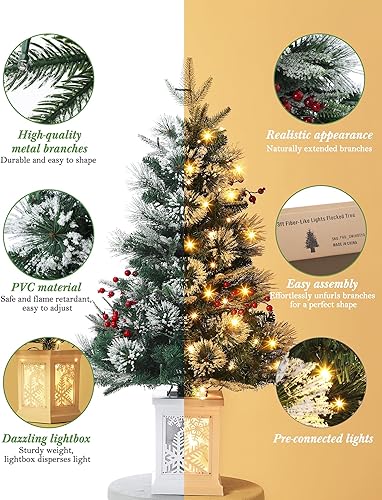 Miniatura 3 de Mini árbol de Navidad artificial preiluminado de alta calidad con LED blanco cálido, pino de Navidad preiluminado para decoración de Navidad, patio,