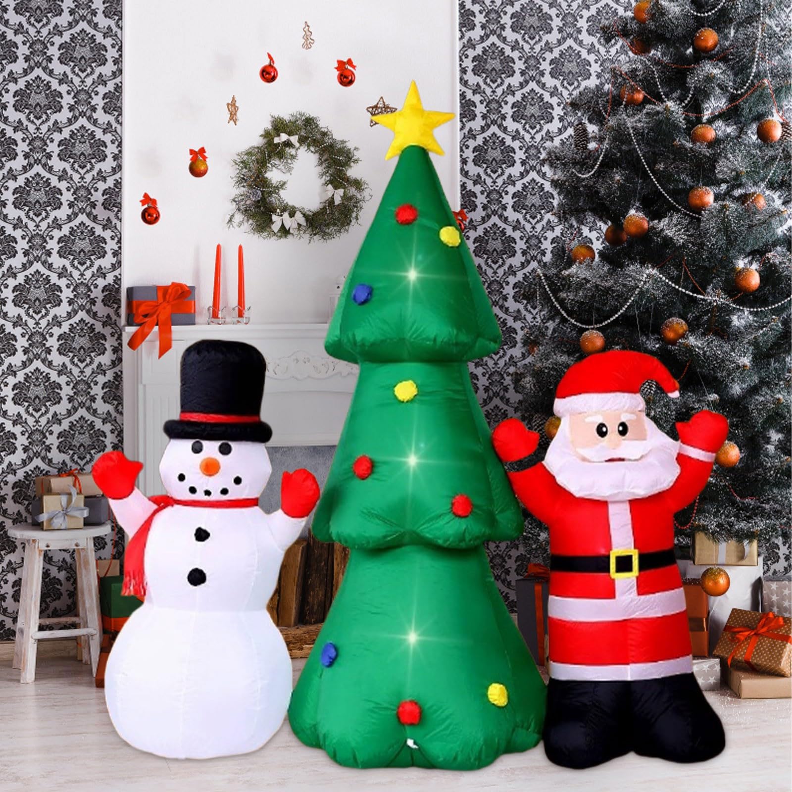 Inflable de Papá Noel para Exteriores 220cm Árbol de Navidad Hinchable