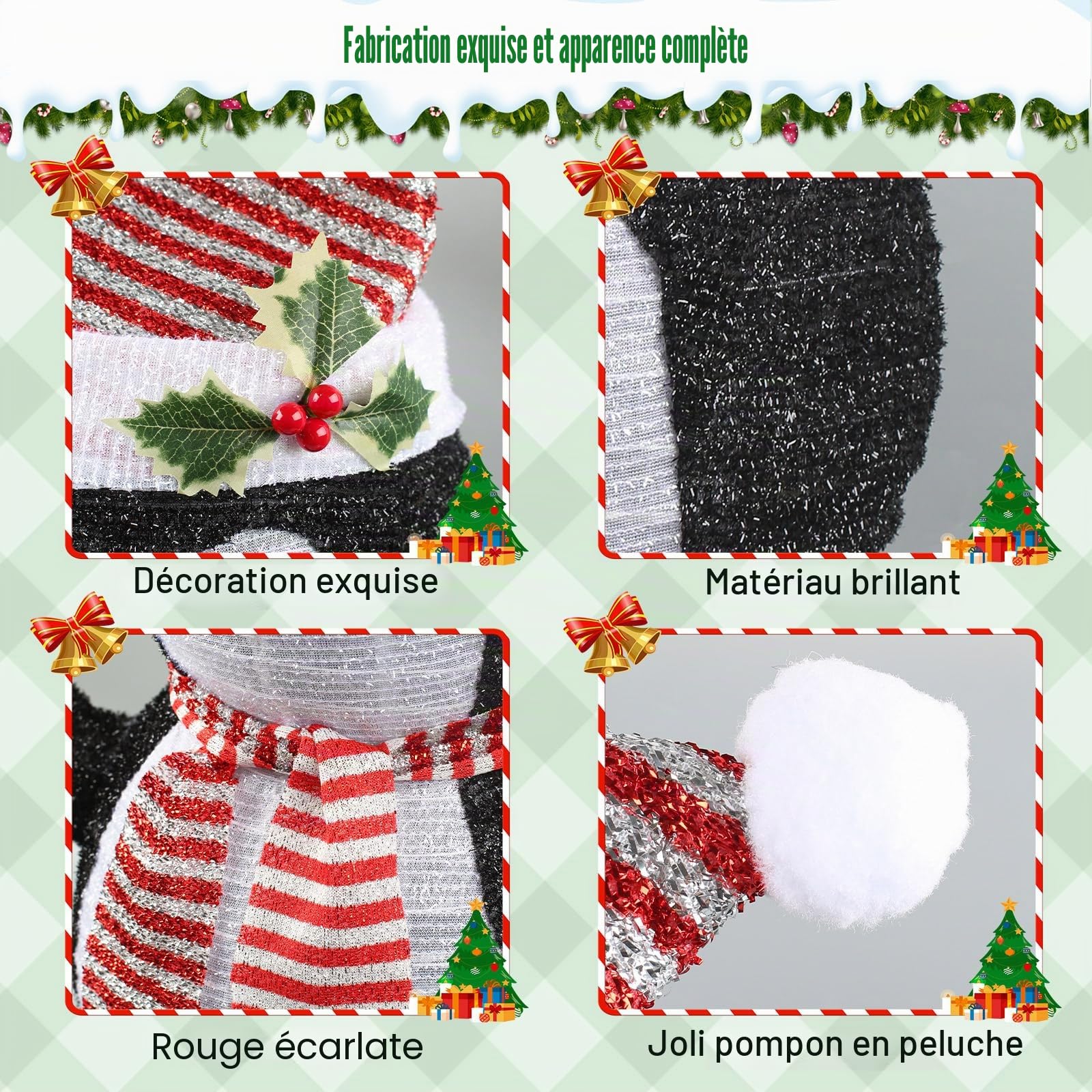 Décorations de Noël pingouin lumineux de 30 pouces avec 40 lumières LED, pingouin pliable avec chapeau, décorations de Noël pour extérieur intérieur cour jardin (77 cm de haut)