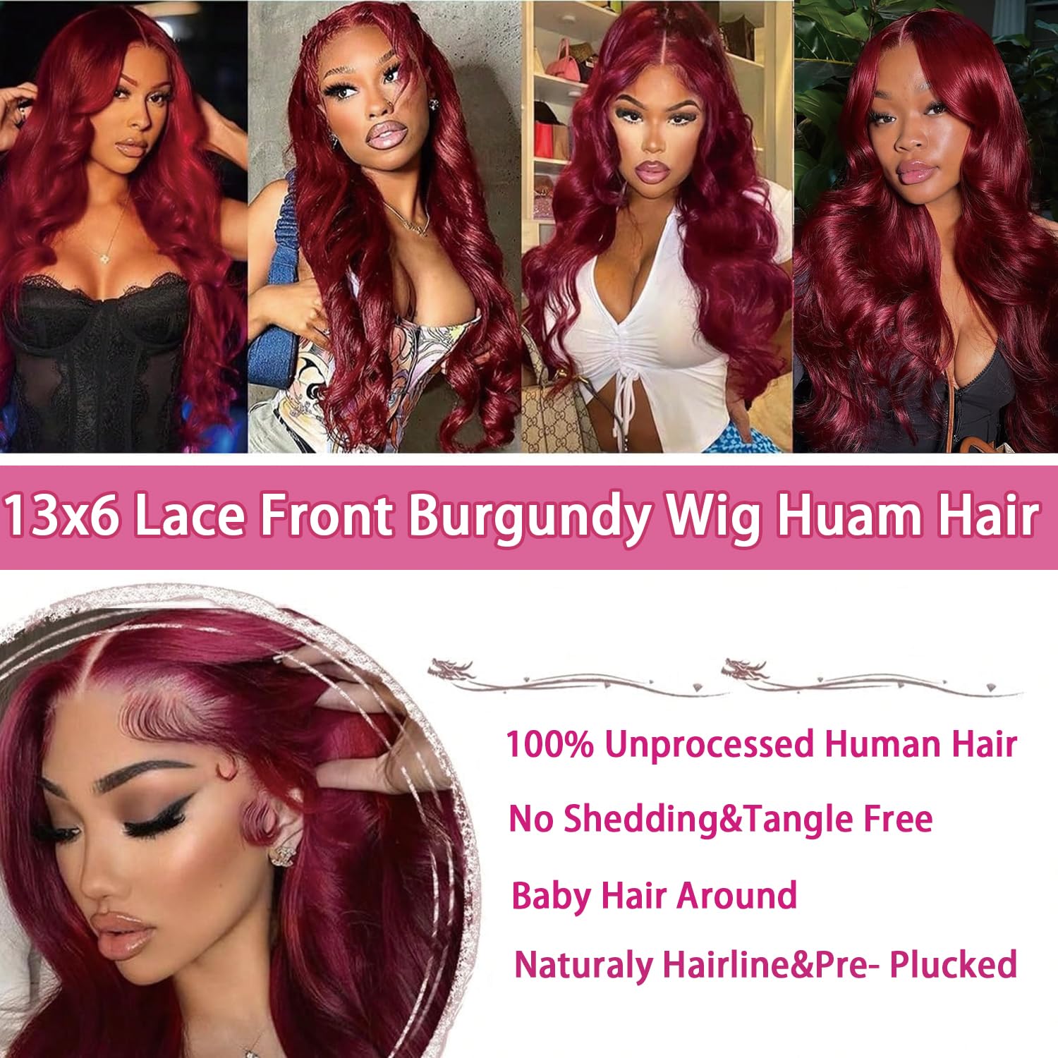 Amazon.com : QZOQZO 24Inch 99J Burgundy Lace Front Wigs 