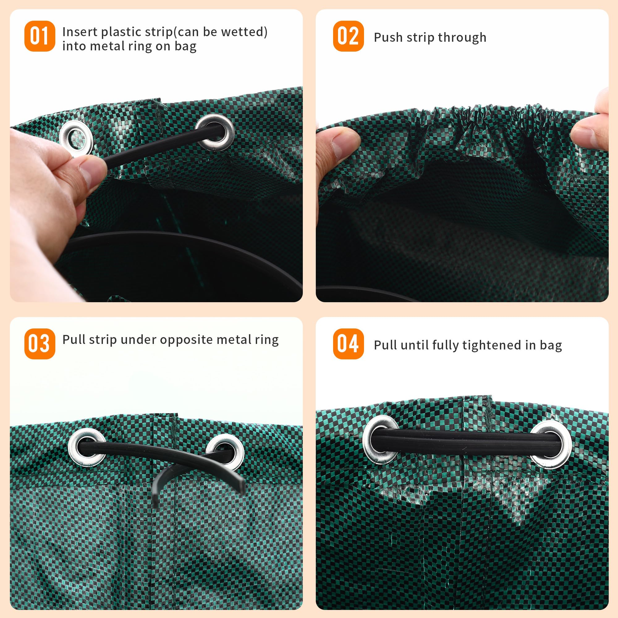 3 Piezas Bolsa Basura Jardin, 272 L Bolsa Jardin, Bolsas de basura de jardíncon asa, Plegable, Reutilizable, Adecuada para hojas, Restos de poda y residuos de plantas