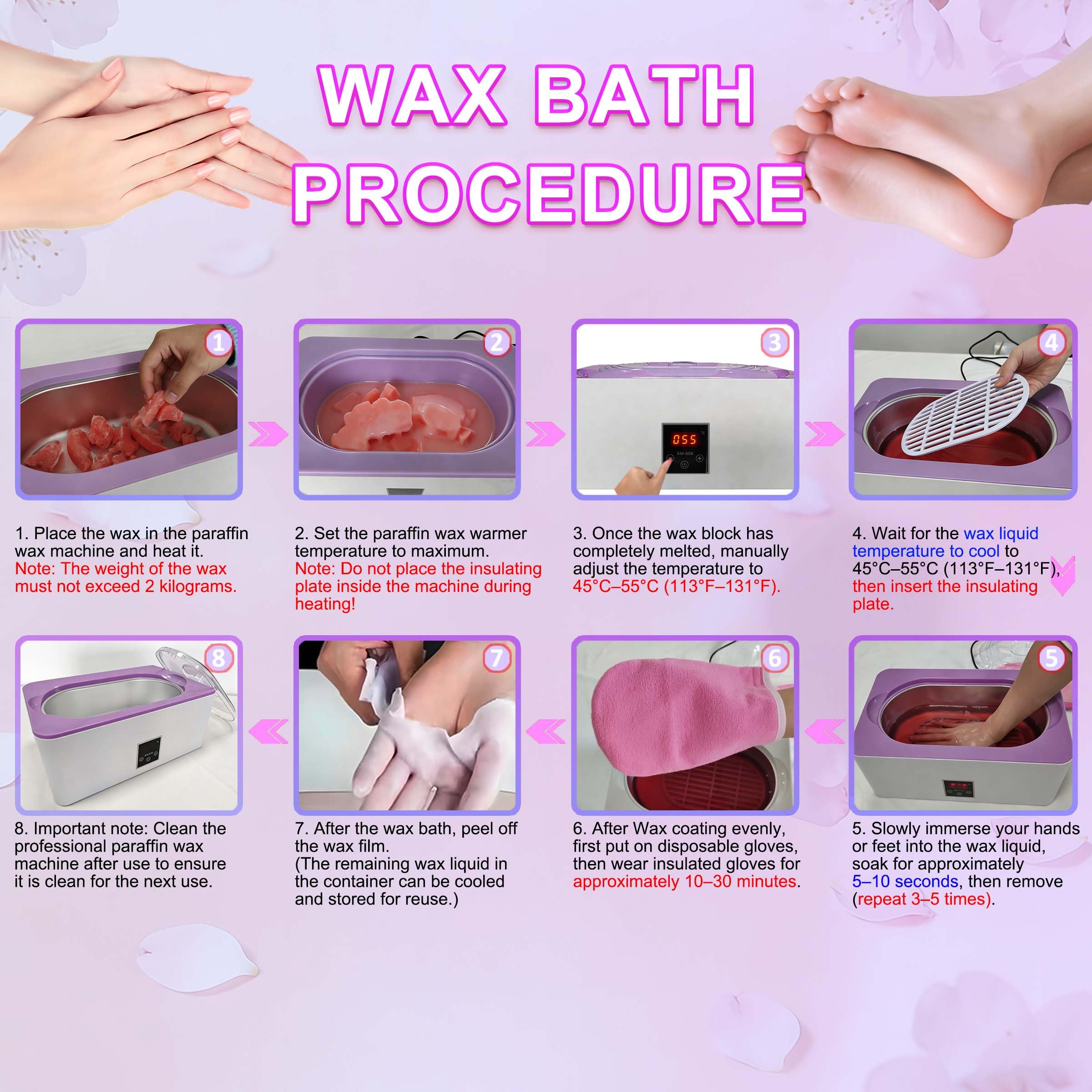 Bagno di paraffina per mani e piedi, set professionale da bagno di paraffina da 4 litri con modalità automatica, regolazione precisa della temperatura e funzione di fusione rapida, ideale