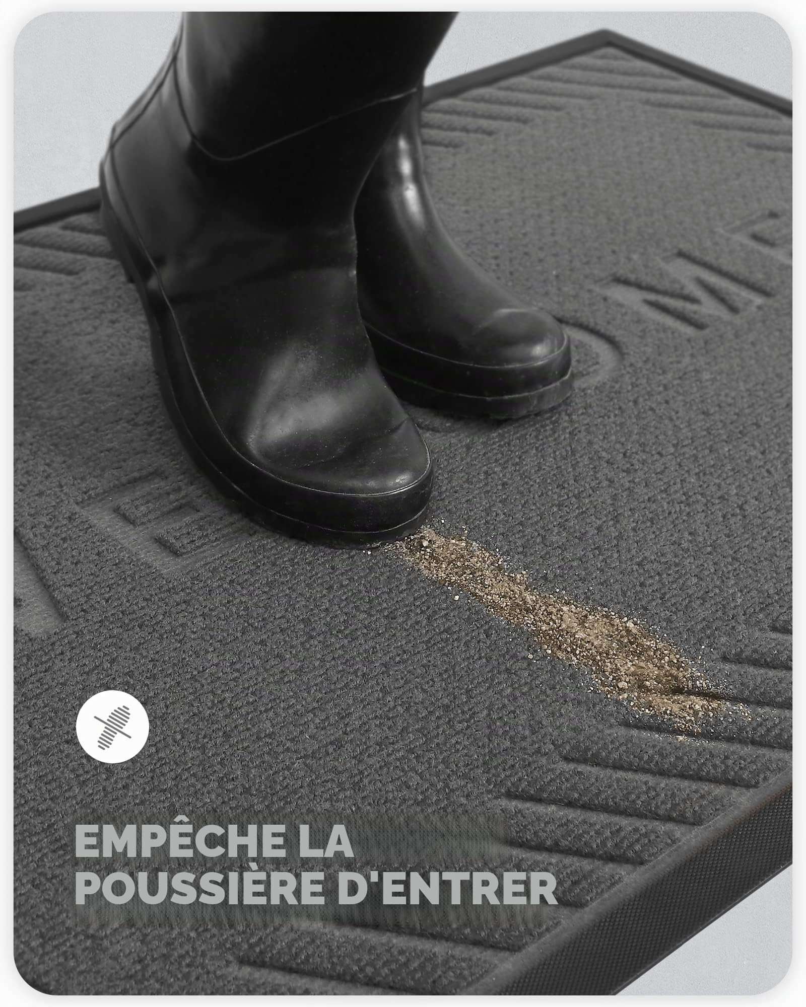 COLOR&GEOMETRY Accueillir Paillasson Extérieur, Tapis Entrée Extérieur Anti Poussière, Tapis de Porte Imperméable pour Entrée, Chambre, Balcon, Jardin （Gris Foncé, 90x150cm）