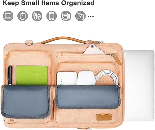 Vista 64 de MOSISO - Bolso de hombro protector 360 para laptop, bolsa para computadora de 15-15.6 pulgadas, bolsa tipo mensajero con apertura lateral, 4 Azul