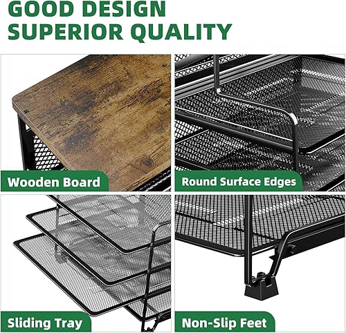 Miniatura 5 de Simple Trending  Organizadores de archivos de escritorio de 8 niveles, juego de 2, bandejas para papel tamaño carta de malla metálica, accesorios