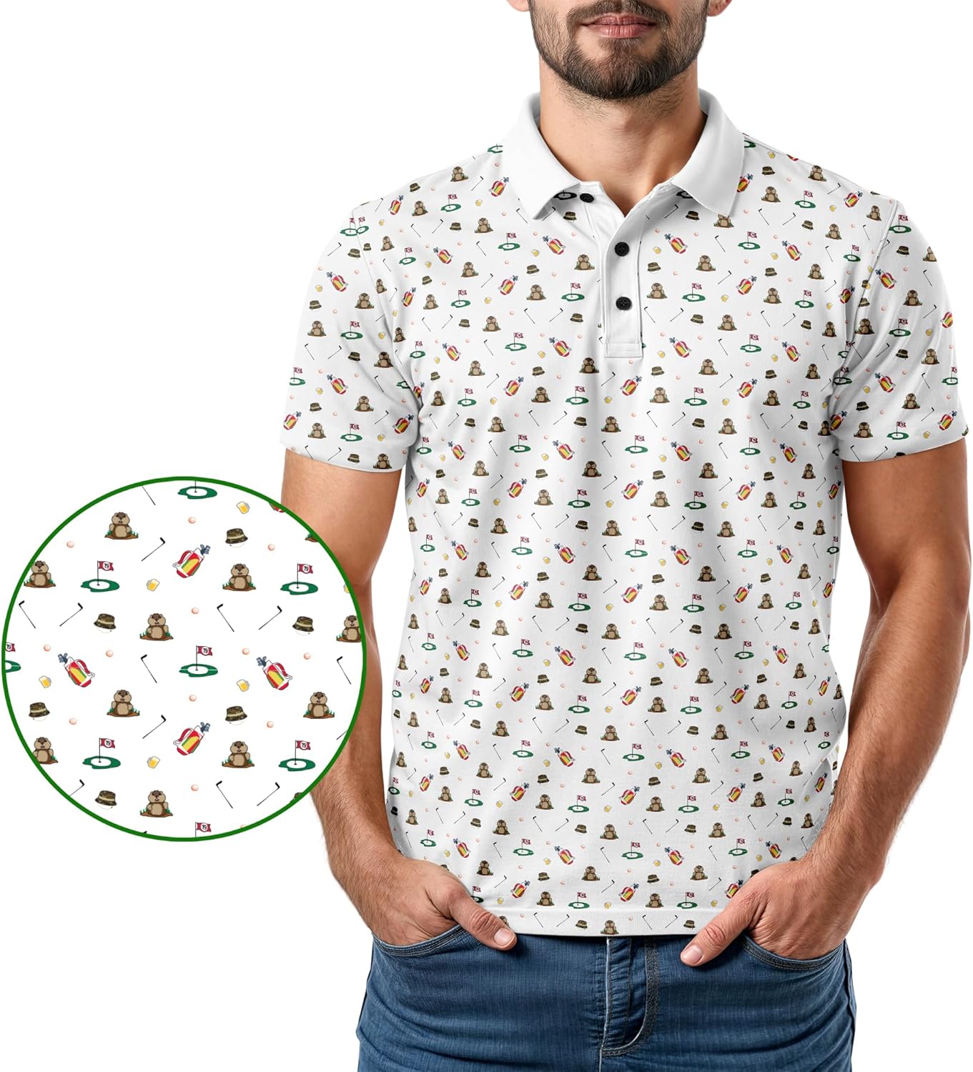 Funny Golf Polo for Men – Quick Dry Moisture Wicking UPF Stretch Shirt – Crazy Tropical Summer Golf Shirt - Image 2