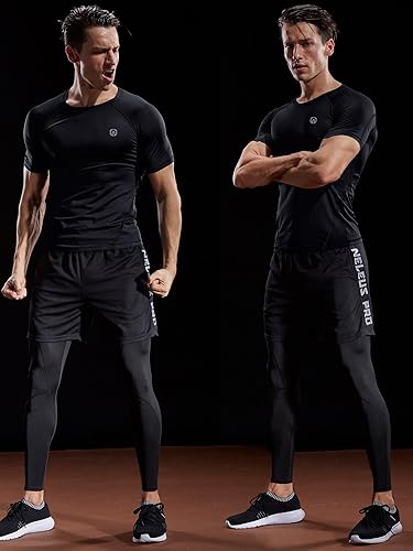 Miniatura 6 de NELEUS Paquete de 3 camisetas de entrenamiento de capa base de compresión atlética para hombre