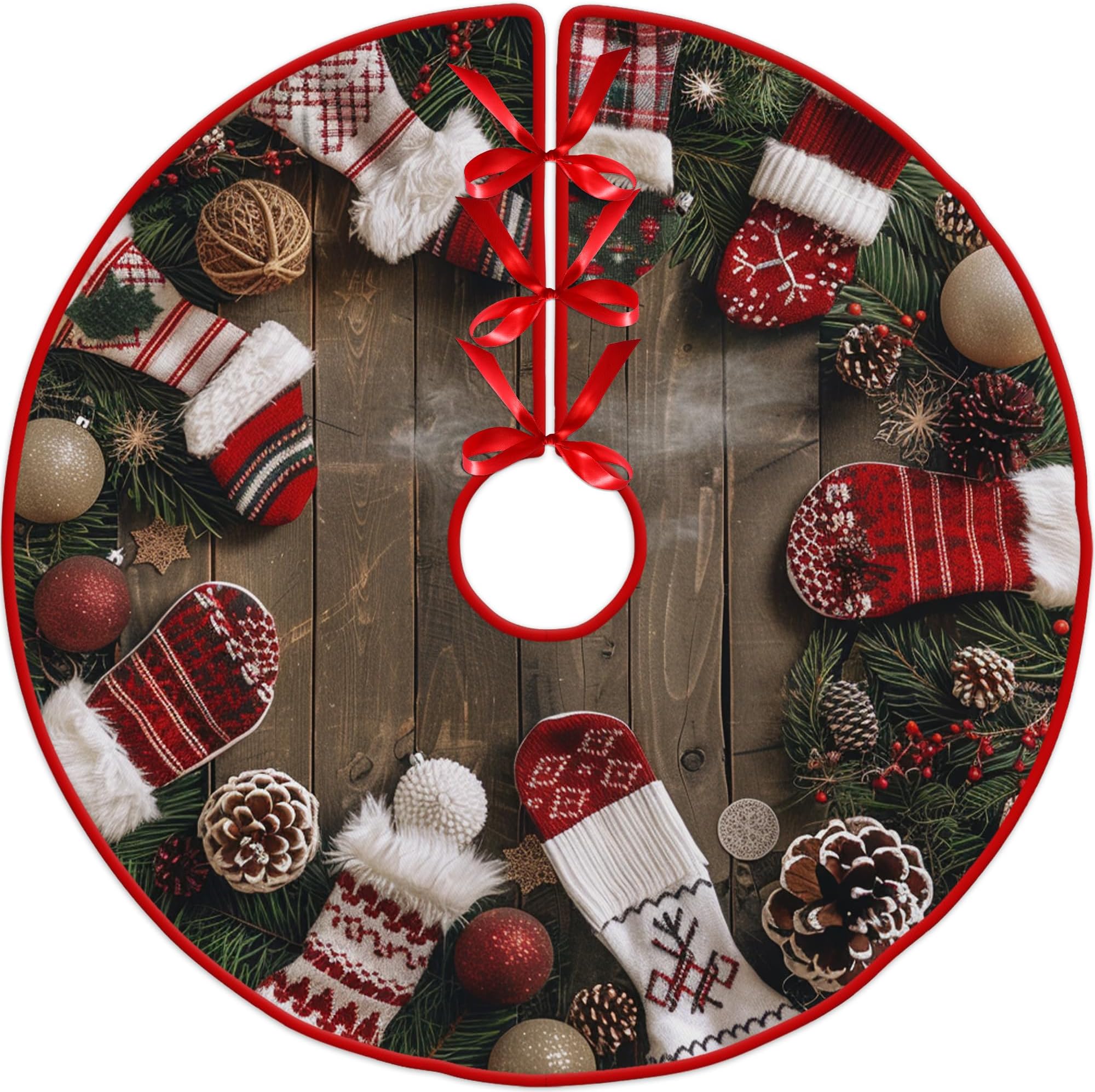 48/36/30 in Thick Christmas Decor Tree Skirt by Leo Walker Snowy Polar Fleece ChirstmasTree Cover Skirt Fall Tree Mat for Holiday Party Decoration