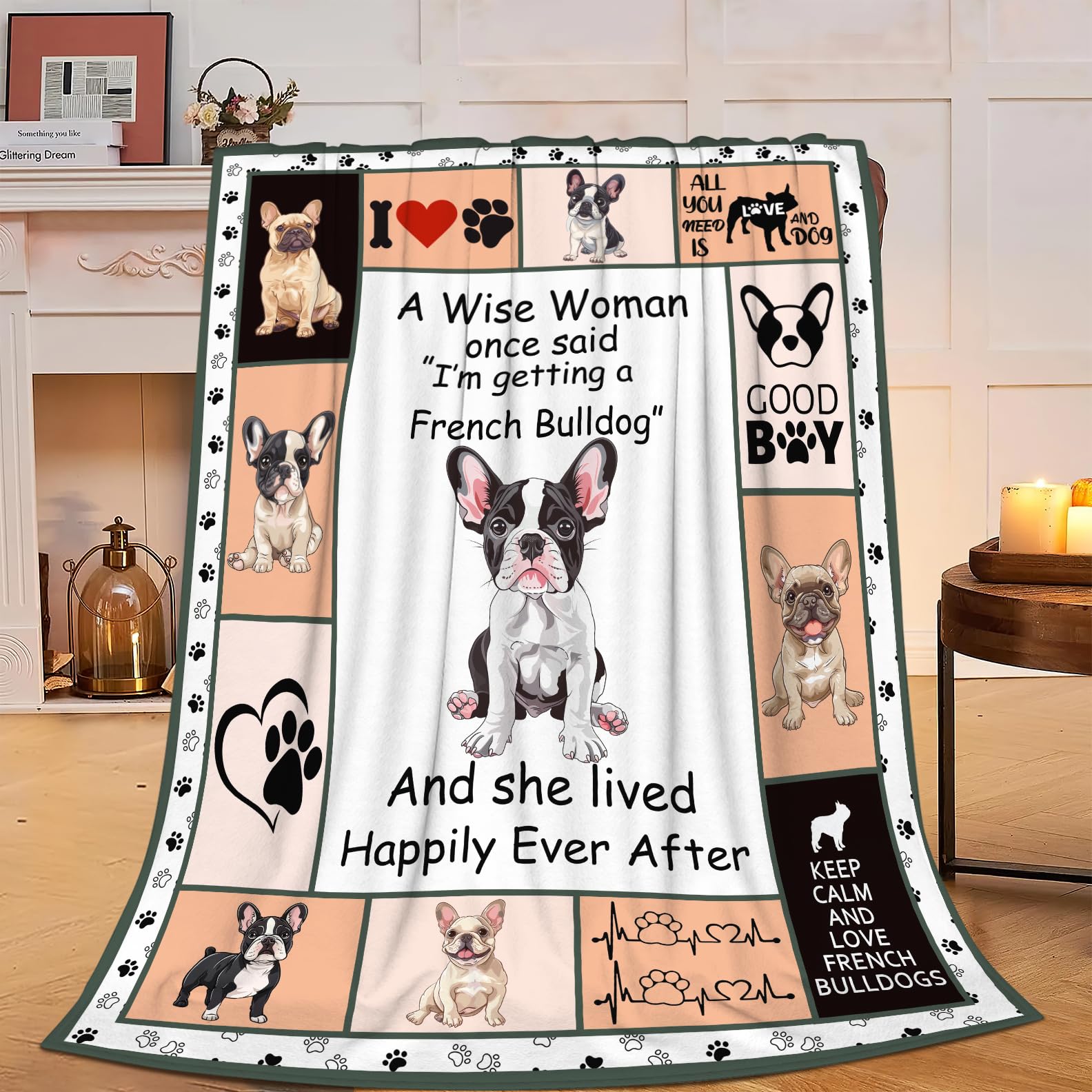 French Bulldog Blanket Soft Cozy Bulldog Throw Blanket Gifts for Girls Women Super Plush Warm Dog Stuff Lightweight Fleece Flannel Gift Blankets for Kids Adults 50"X40"