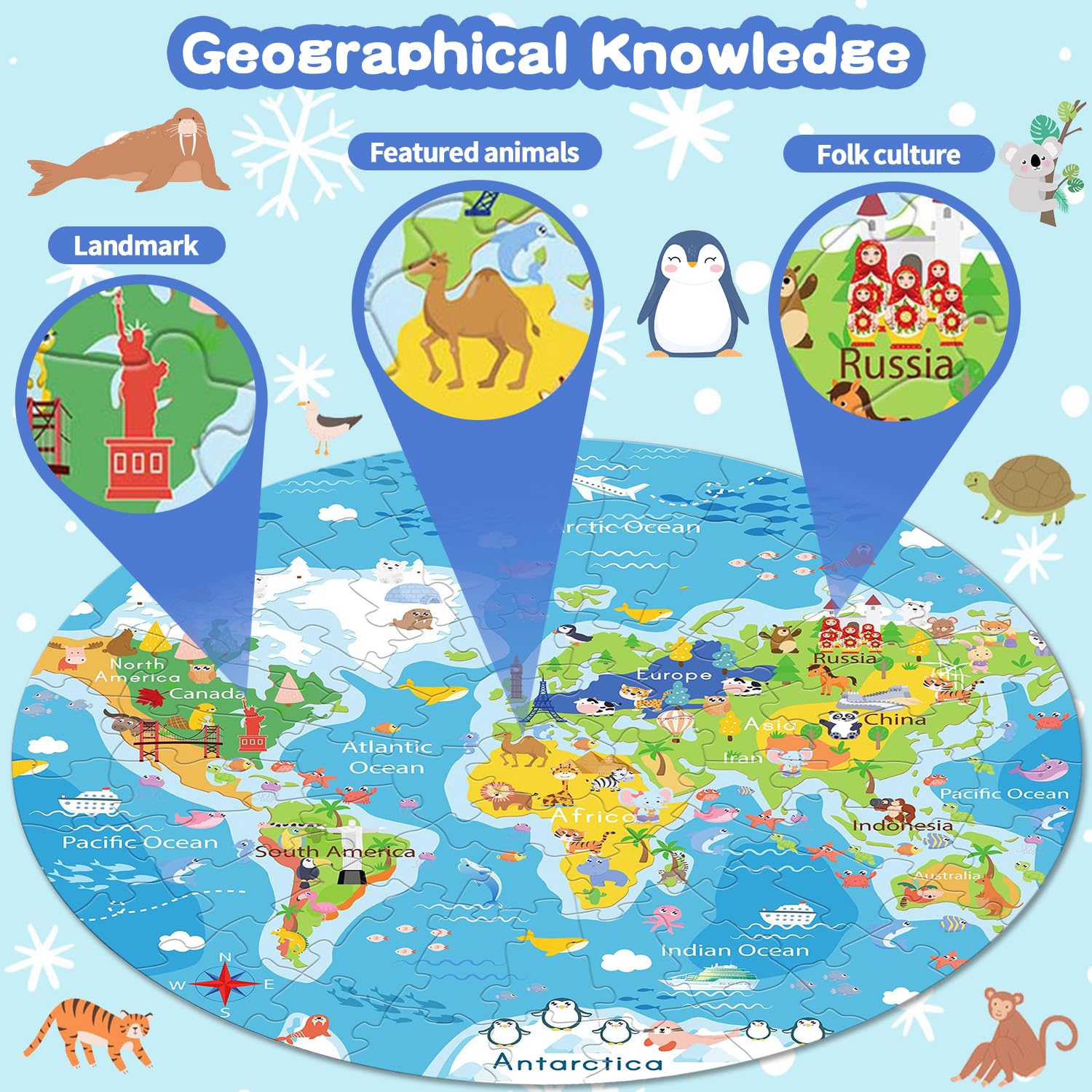 Puzzle Oceano Bambini, Puzzle da 71 Pezzi per Bambini, Squali e Coralli Mondo Sottomarino Puzzle per 5 6 7 8 Anni, Puzzle Bambini Pezzi Grandi, Gioco Educativo per Ragazzi e Ragazze di Età