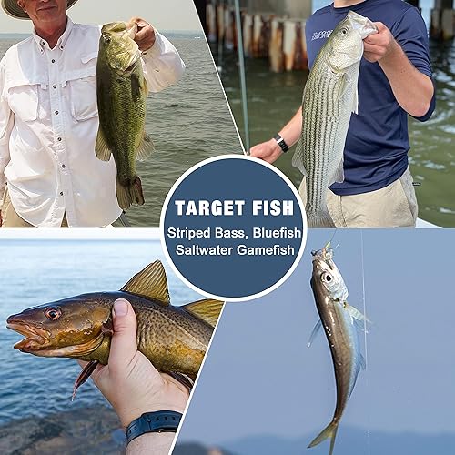 Miniatura 7 de Señuelos de tubo de pesca para pesca con ganchos de acero inoxidable, giratorios de barril para Striper de agua salada