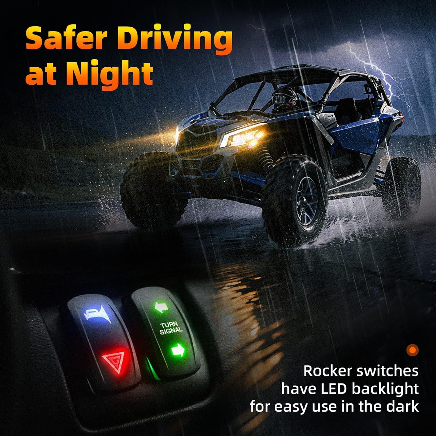 Universal UTV Turn Signal Kit with 110dB Horn Pre-Wired ATV Street Legal Kit for Side By Side UTV Blinker Kit with Turn Lights Rocker Switch Plug-and-Play Compatible with Polaris RZR Can-Am Maverick