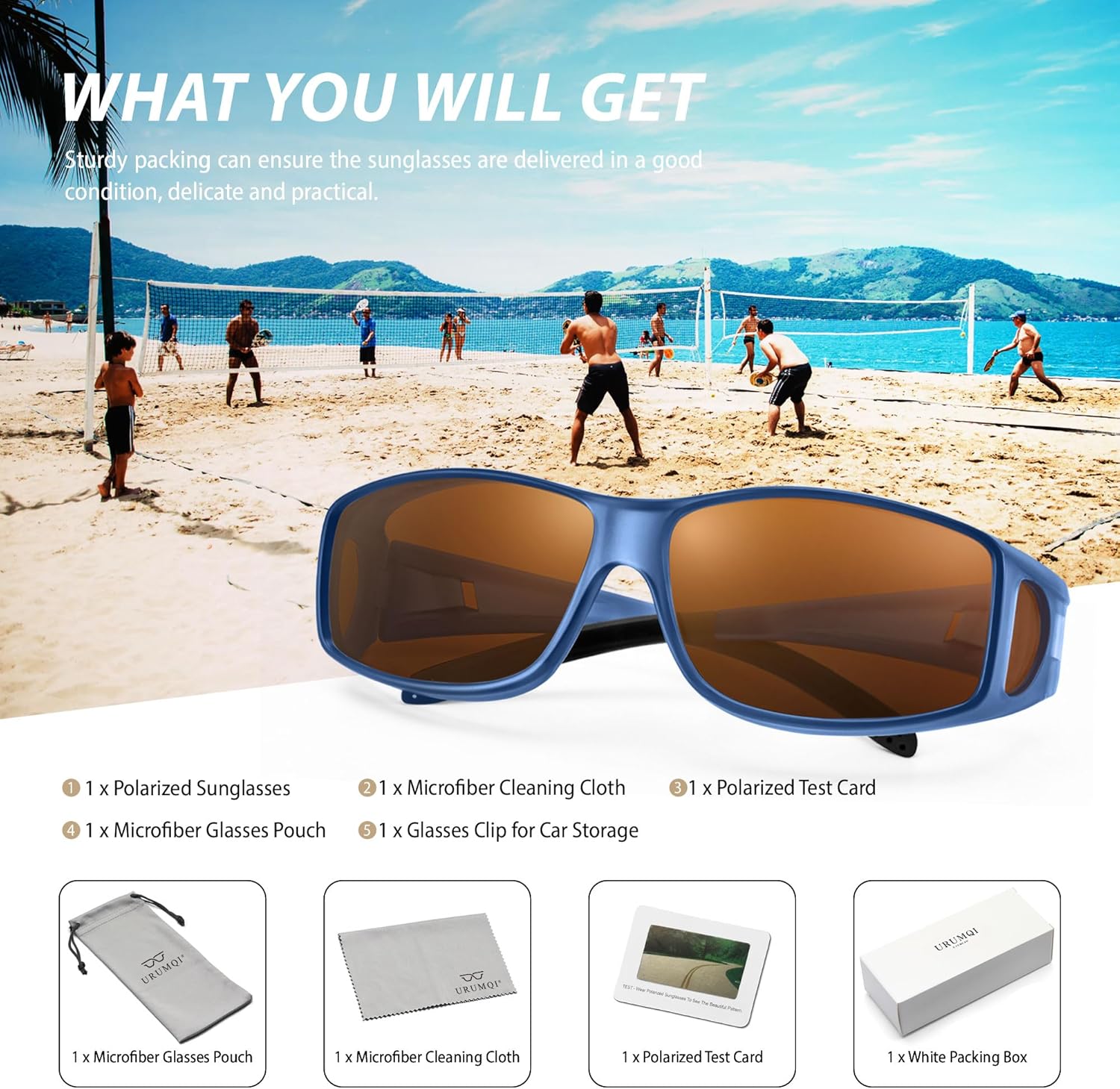 URUMQI Polarized Sunglasses Fit Over Glasses for Men Women, Wrap-around Driving Sunglasses 100% UV Protection - Image 7