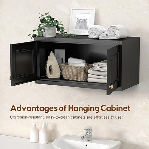 Vista 4 de Gabinete de Almacenamiento de Pared de 15", Pequeño Armario Guardarropa, Pequeño Gabinete Colgante para Dormitorio Escuela, Empleado, Gimnasio, Negro