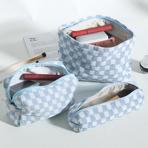 Miniatura 3 de LYDZTION Bolsa de maquillaje para mujeres, 1 bolsa de maquillaje de gran capacidad y 1 estuche para lápices, bolsa de almacenamiento de brochas de