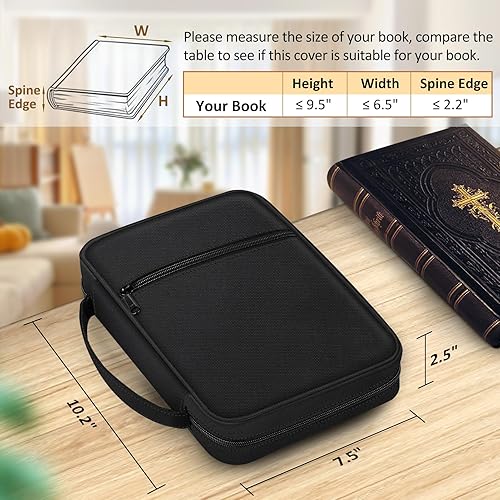 Miniatura 2 de FINPAC Funda para la Biblia, bolsa de transporte para libros de estudio de iglesia de tamaño pequeño, funda protectora para la Biblia con asa y