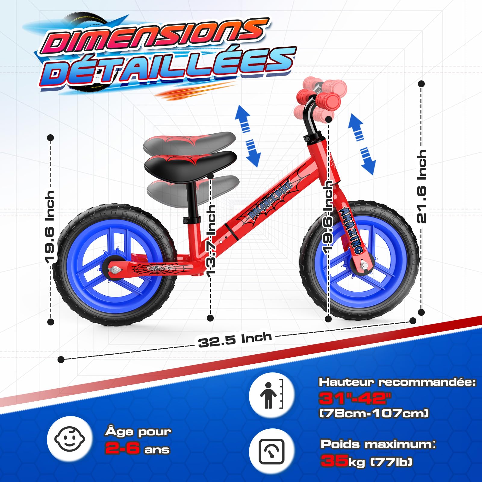Braxel Draisienne Enfant sans Pédales de 2-6 Ans Jusqu'à 35 KG, Jouet Enfant pour 2 3 4 5 6 Ans Garçon Fille Cadeau, Jouet d'Equitation Trotteur Bebe Vélo Bébé, Cadeaux pour Enfants