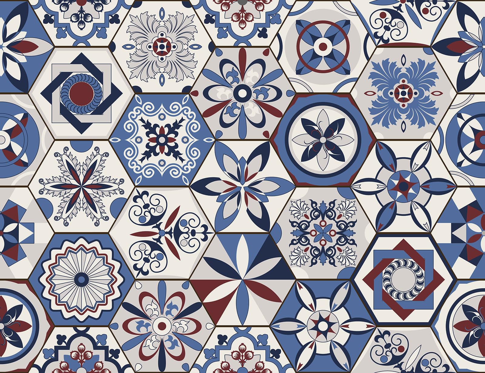 Lumalea Adesivo per cucina, effetto piastrelle di cemento, 3617681369110, adesivo + protezione opaca, 90 x 117 cm