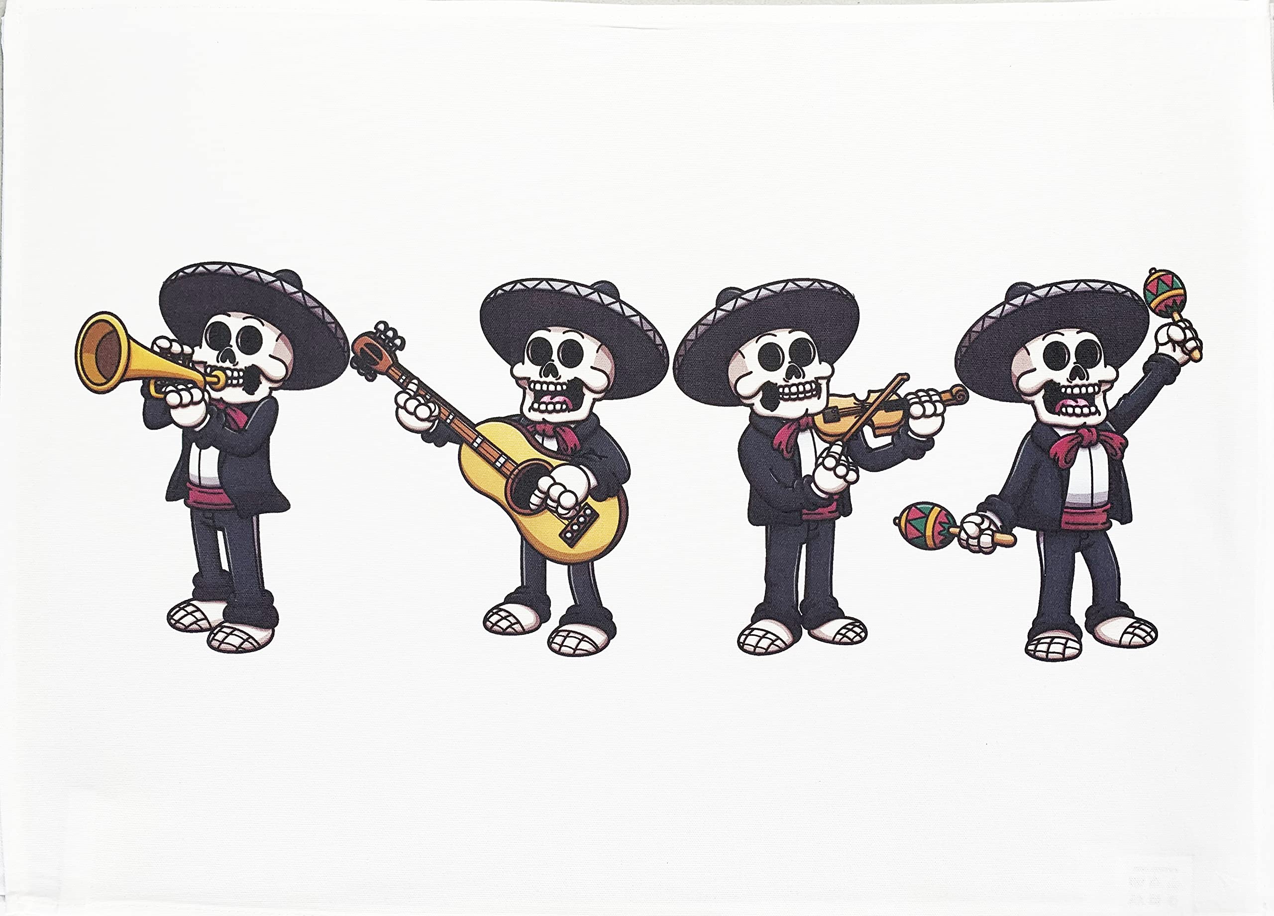 Half A Donkey White The Band Of Bones - Musical Skulls Large Cotton Tea Towel