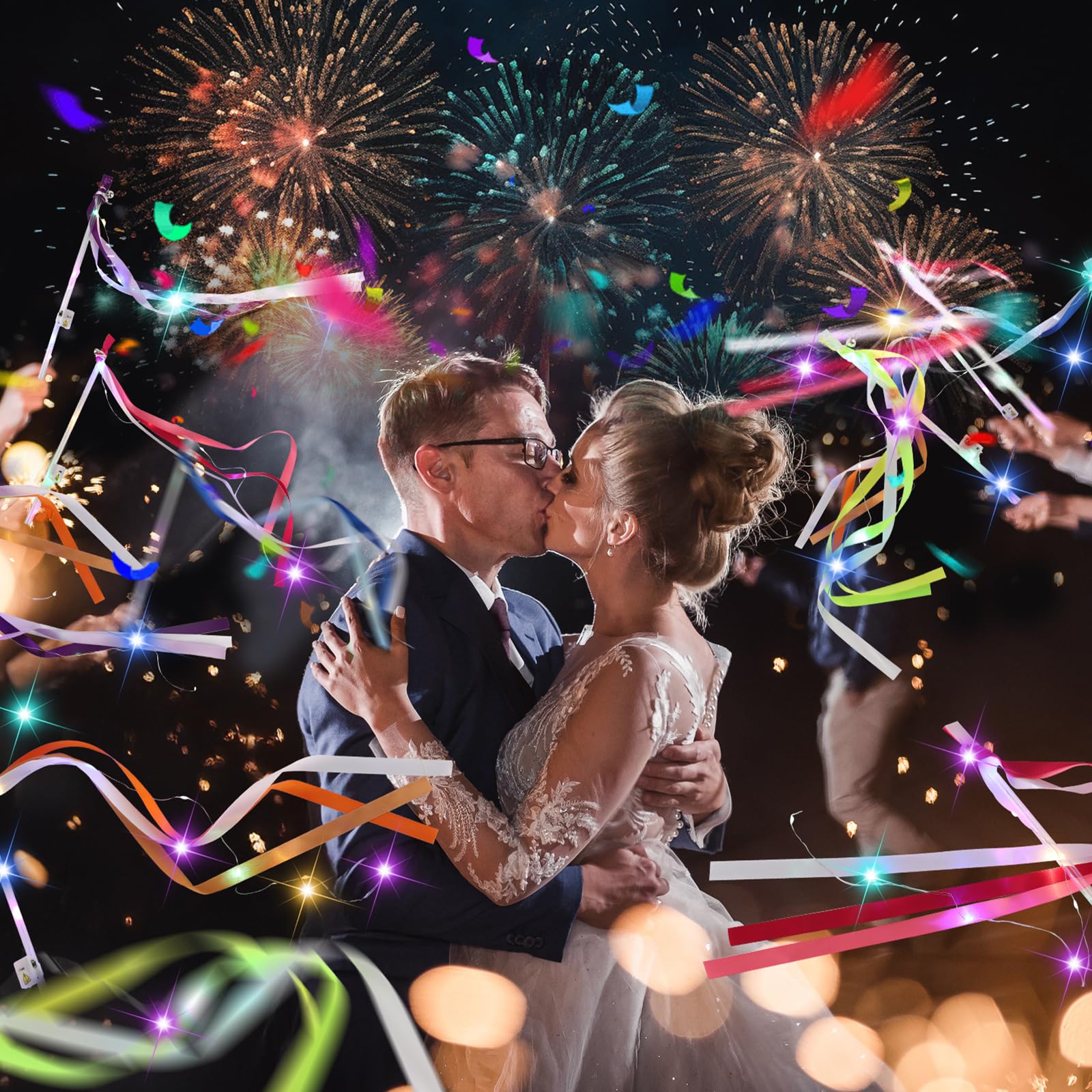 100 varitas de boda, varita iluminada para boda con LED, cintas de colores para enviar bodas, cumpleaños, conciertos, eventos de fiesta de Navidad