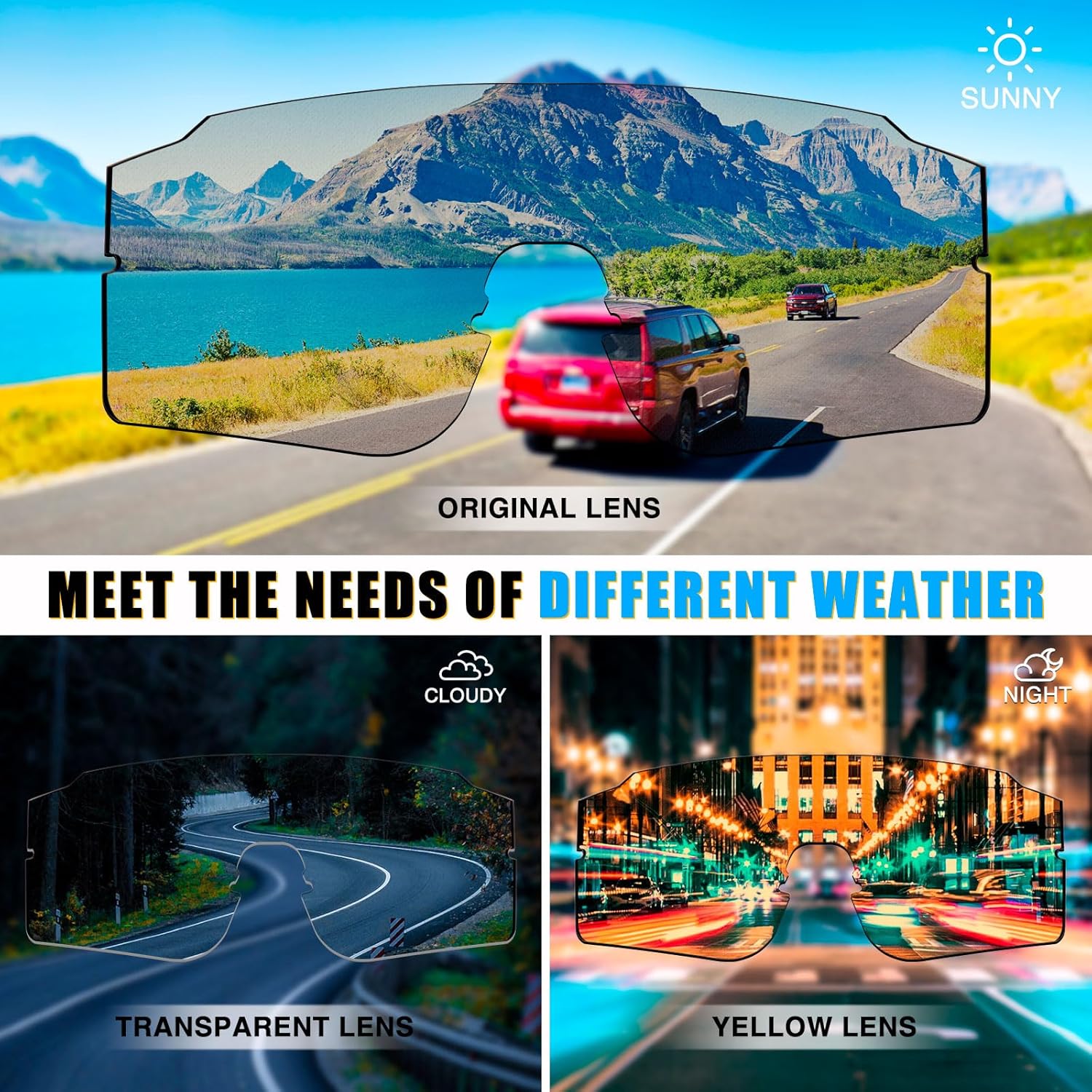 SPOSUNE Polarized Cycling Glasses with 3 Interchangeable Lenses for Women Men, TR90 Sports Sunglasses Running Baseball - Image 4