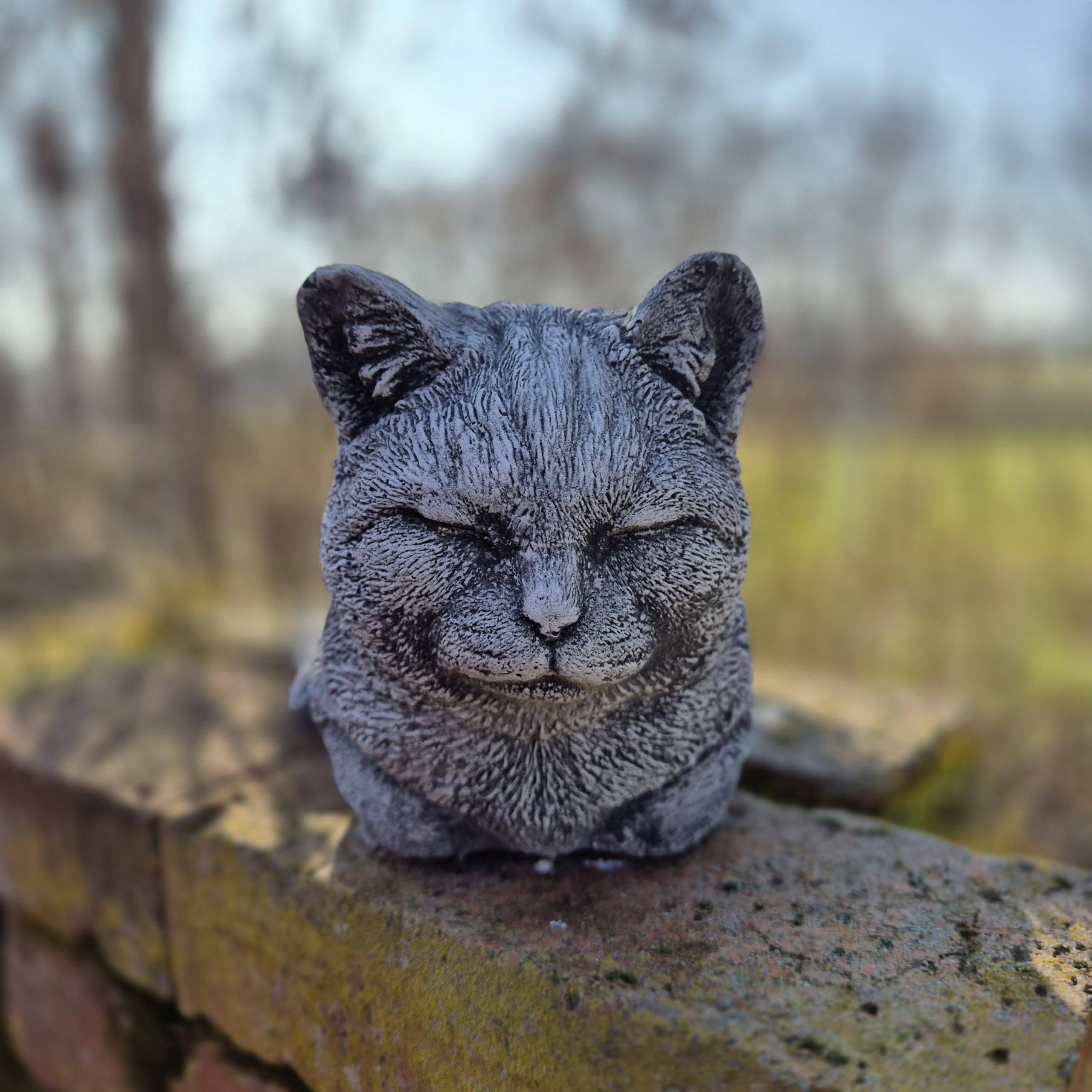 FABRIQ Statua da giardino gatto seduto 17 cm – statuetta in pietra gattino 9 kg – figura animale in pietra – resistente alle intemperie e al gelo