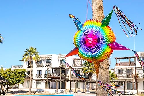 Miniatura 5 de Celly Party Piñata de estrella mexicana, colorida piñata plegable grande de 32 pulgadas para cumpleaños, Cinco de Mayo, Halloween, festivales, con