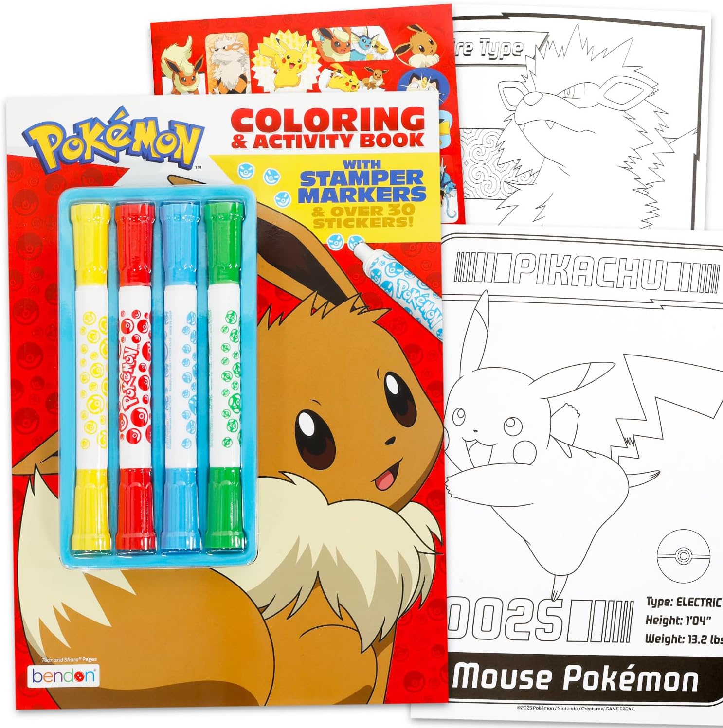 4 Pc Pokemon Stampers Arts and Crafts Set - Bundle with 4 Pokeball Stamps and 4 Markers for Kids Plus Trading Cards, More | Pokemon Stationery Kit for Boys, Girls