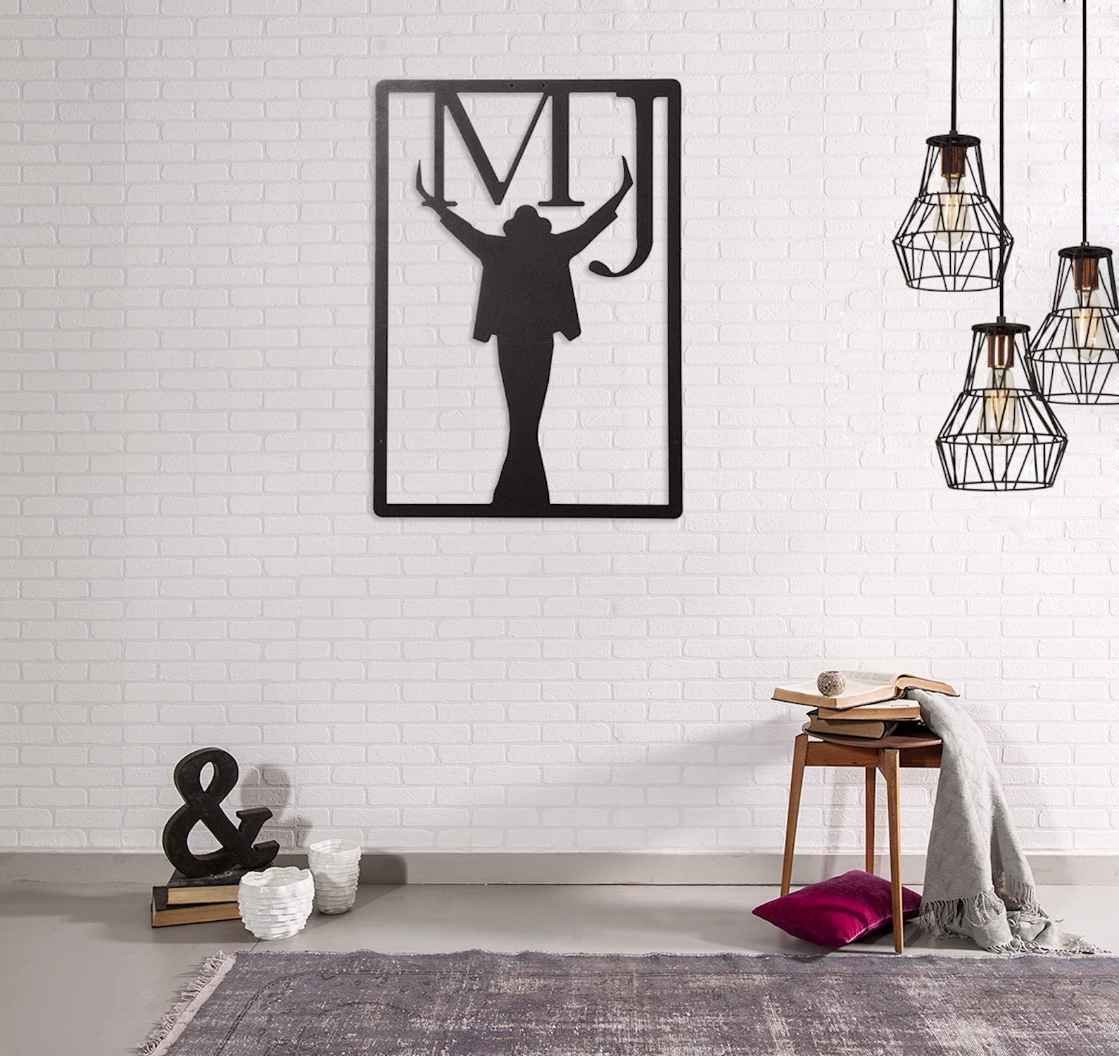 Homemania Black Rolled Steel Wall Art 31 x 0.15 x 46 cm