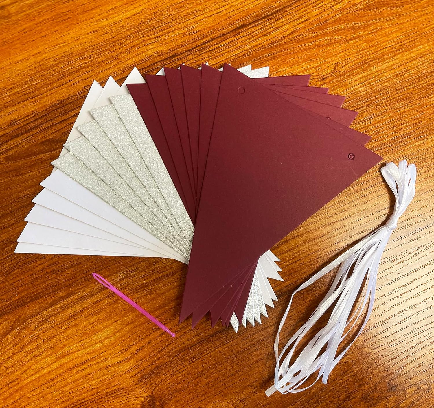 Graduation Decorations Maroon/Maroon White Graduation Party Decorations 2026/Burgundy Triangle Bunting Banner Maroon White Silver Backdrop Tassel Garland Burgundy Birthday