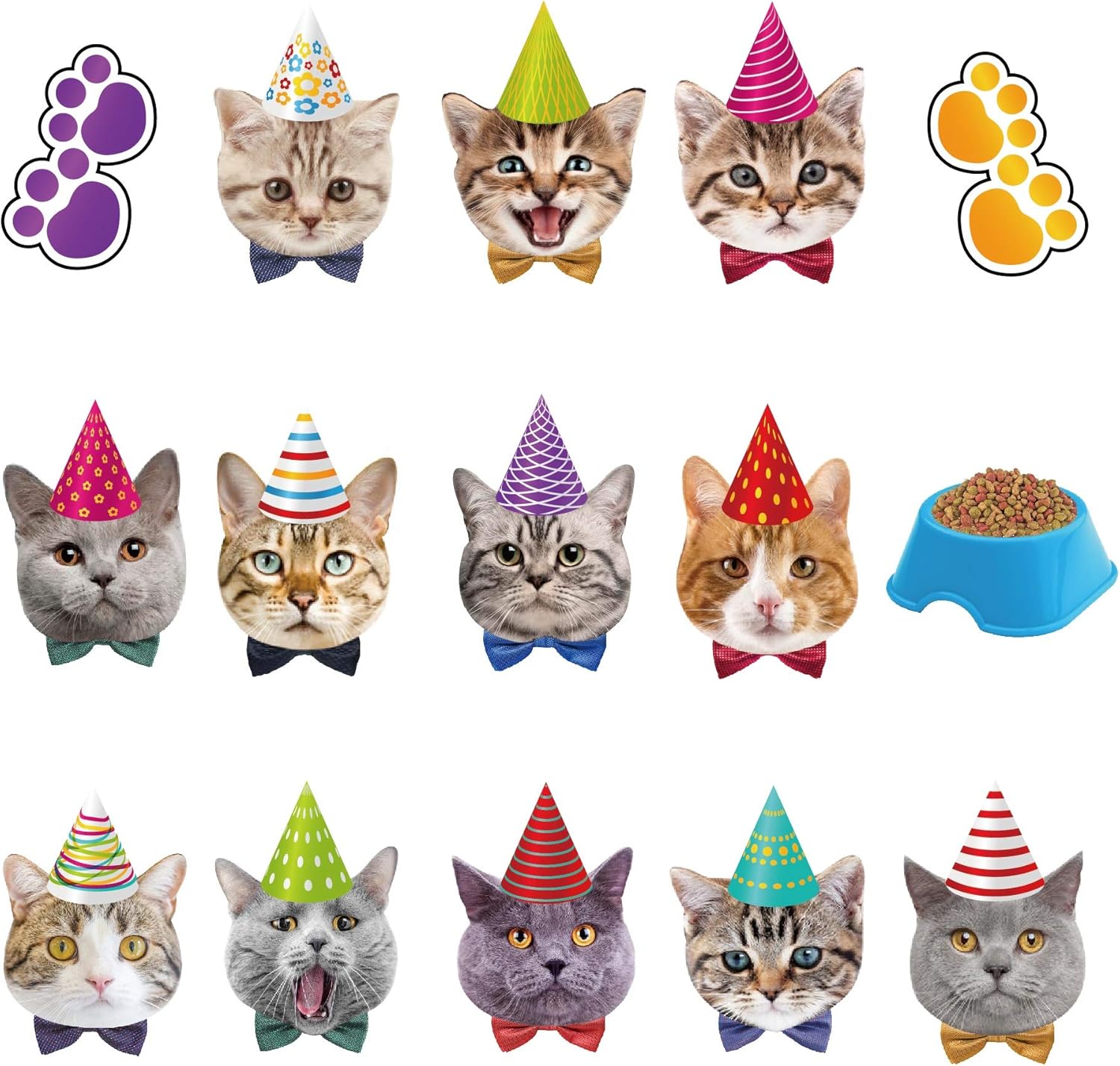 30Ct Cat Face Hanging Swirl Decorations, Kitty Party Supplies, Meow Happy Birthday Theme Decor, Pet Paper Funny Favor for First 1st Bday - Image 3