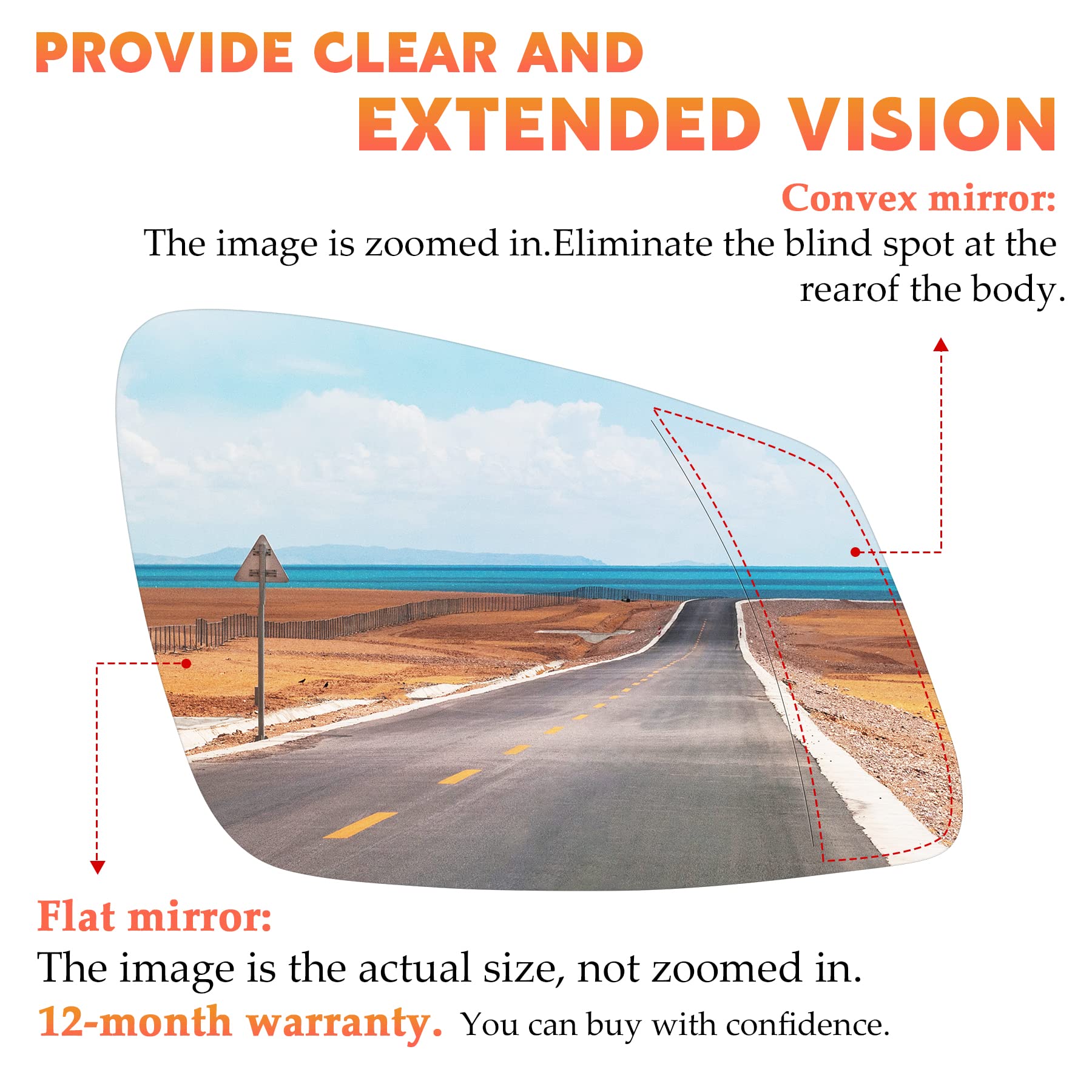 Convex Right Replacement Mirror For 92-99 Buick Lesabre W/O Backing Plate - Foto 8