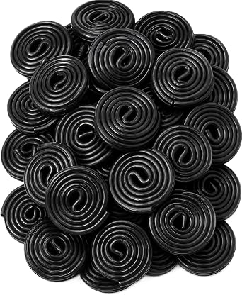 Black Licorice Wheels Candy 1 lb Bag Soft Chewy Classic Twists Bulk Retro Snack Treats. Approximately 40 Wheels per Bag