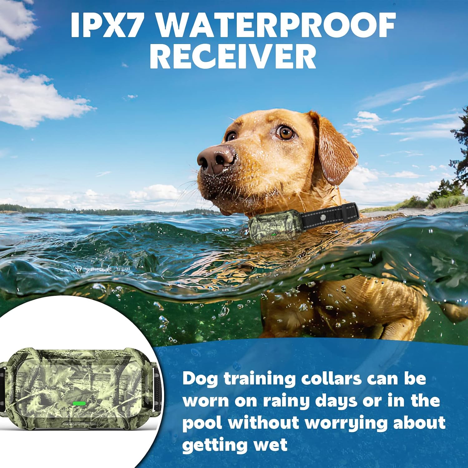 Dog Training Collar with Remote - Electronic Dog Shock Collar with 4 Training Modes, Beep, Vibration, Shock, Waterproof E Collars for Medium Large Dogs