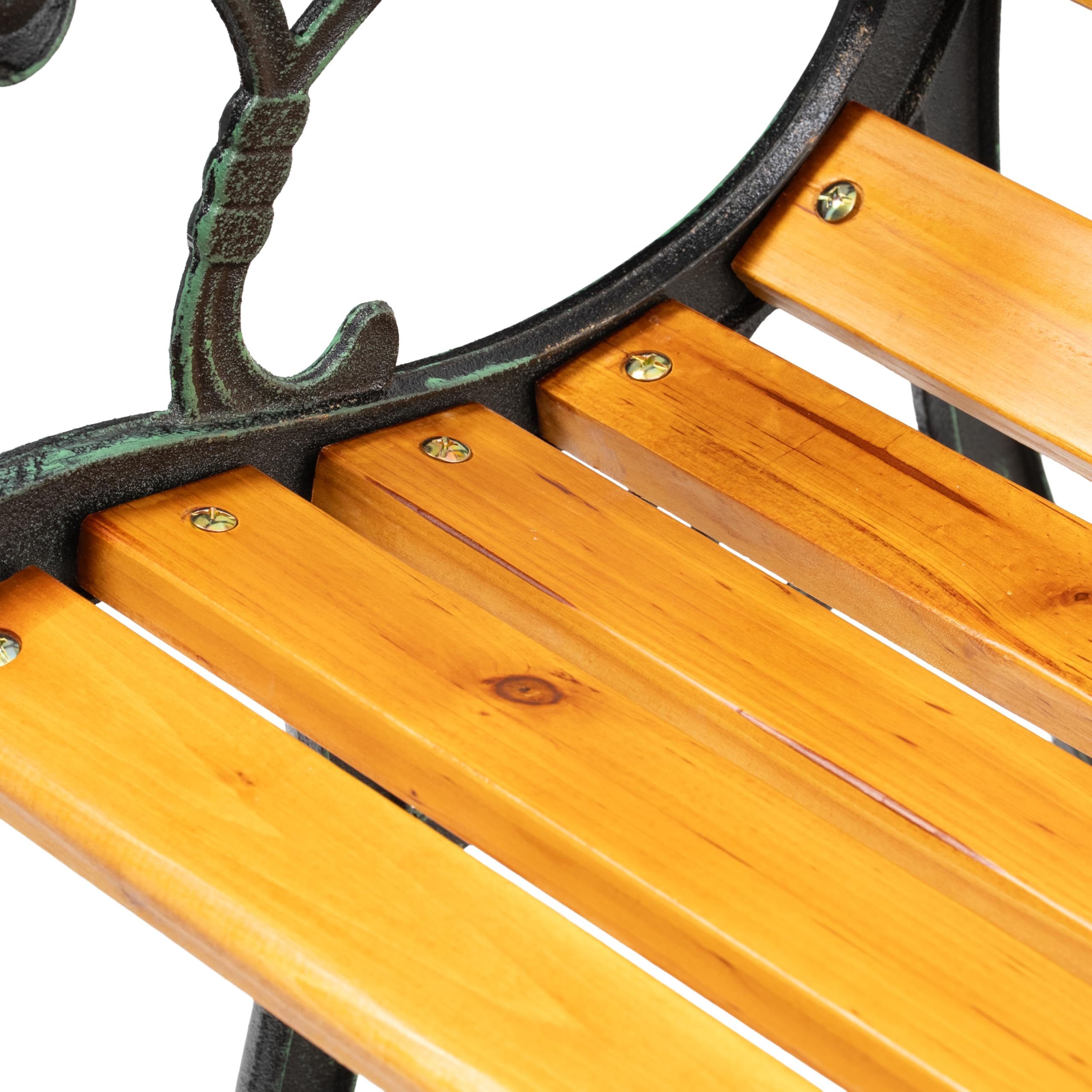 SEVICO Gartenbank Holz Metall 122 cm – Parkbank mit Rückenlehne für Garten, Terrasse, Balkon & Friedhof, Sitzbank bis 180 kg
