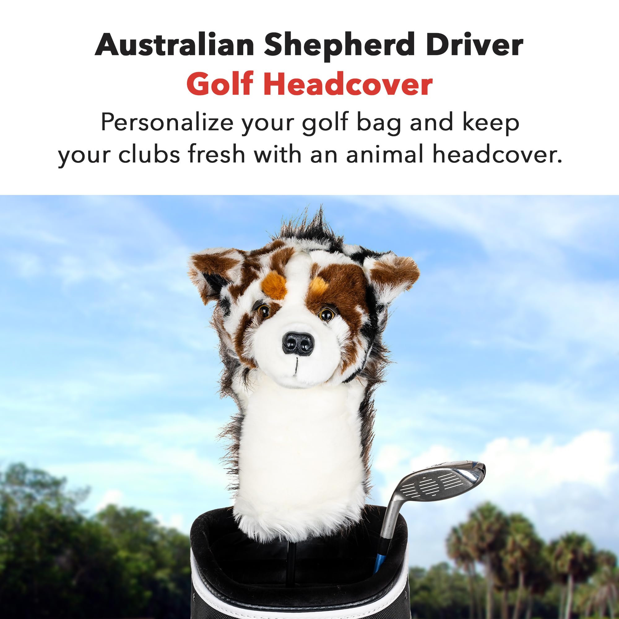 Daphne's Headcovers Australian Shephard Driver Headcover | Premium Driver Headcovers | Funny Golf Club Covers | Stylish Protection for Your Clubs | Men's Golf Gear | Driver Headcover for Men and Women
