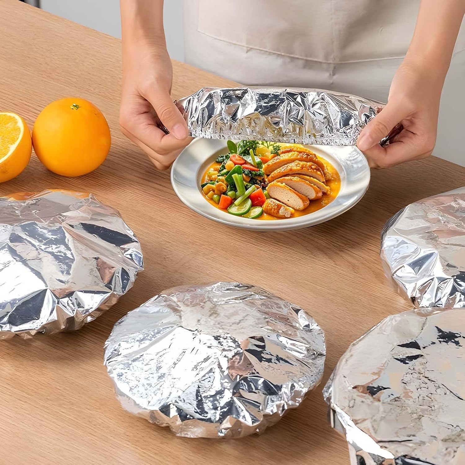 Reusable Aluminum Foil Food Covers Aluminum Foil Heat Retaining Covers Elastic Bowl Insulation and Freshness Aluminum Foil Cover Thicken Heat-Resistant with Various Plates Bowls and Containers (10) image 2