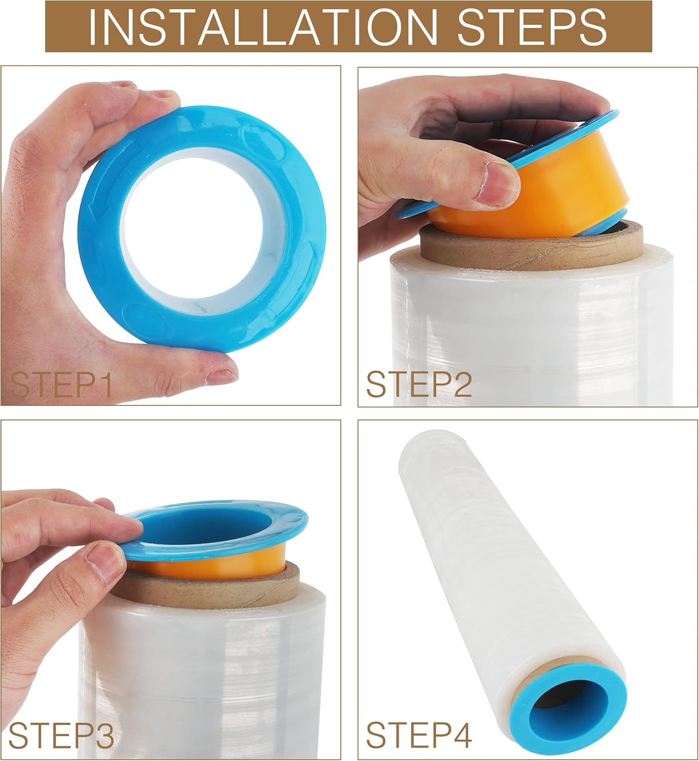 OVOV 10 Pairs Stretch Film Dispense for 3" Core Blue and Orange