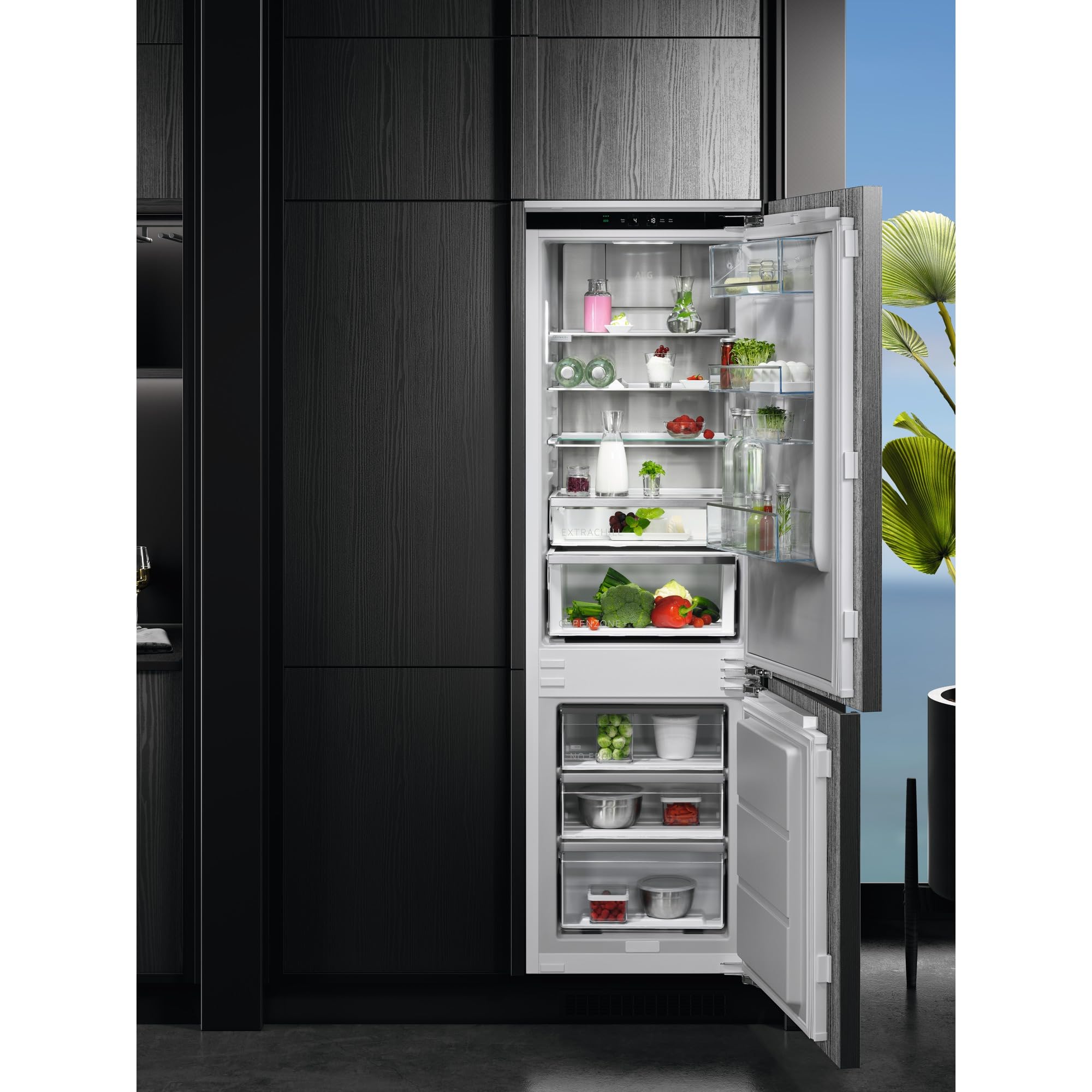 AEG Einbau-Kühl-Gefrier-Kombination 178cm, von Stiftung Warentest mit Gut (2,0) Bewertet, Serie 8000: 360°Cooling Optimale Luftfeuchtigkeit, Kühl- (182L) und Gefrierraum (62L), NoFrost, TSC8M181BC