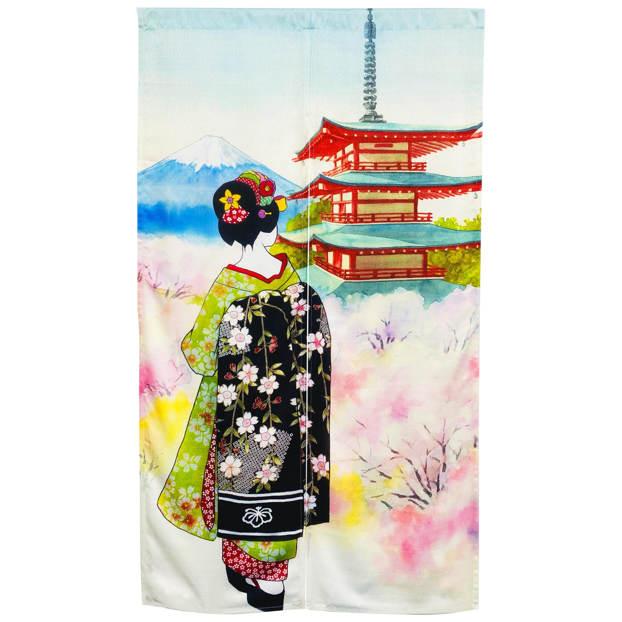 Noren Noren, Stylish Curtain, Room Divider, Divider Curtain, Blindfold, Japanese Style, Modern Japanese Style, Modern Japanese Noren, Japanese Maiko, Kyoto, Cherry Blossom, Mt. Fuji, Mt. Fuji, Mt. : H