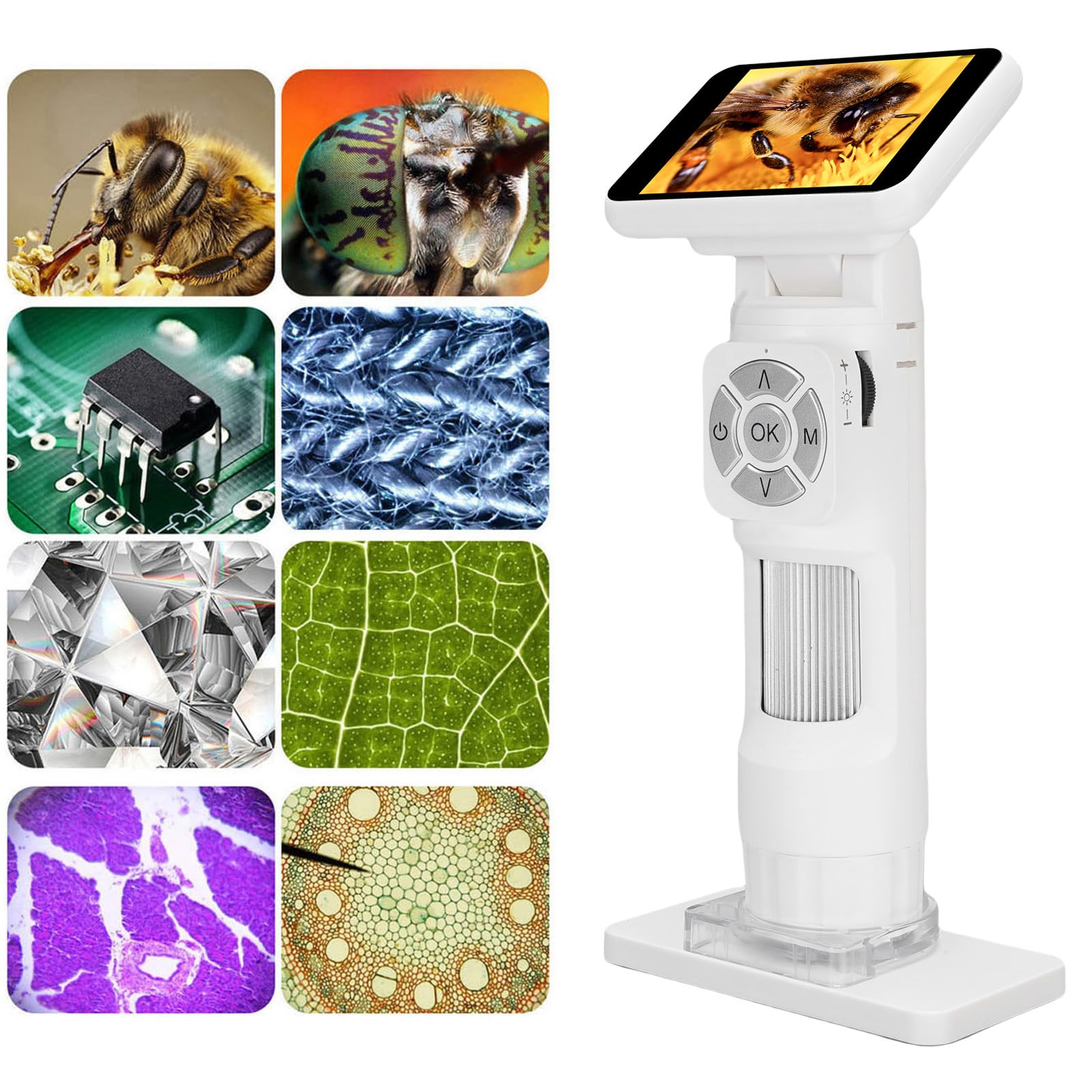 Microscopio Digital de Mano, Microscopio de Bolsillo Portátil con Pantalla de 2,8 Pulgadas para Niños, Mini Cámara con Lupa USB Portátil de Bolsillo HD con 8 Luces LED Ajustables y Zoom de