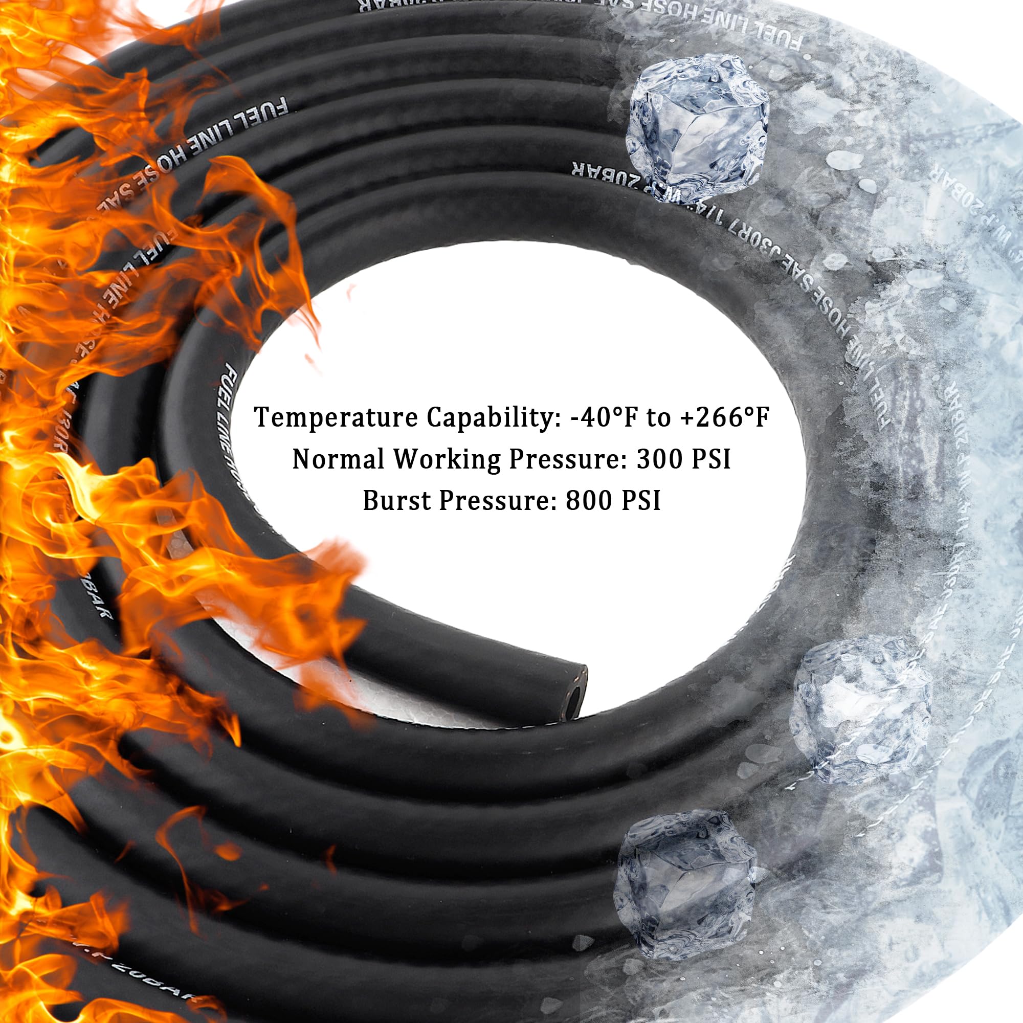 Shineyoo Fuel Line Hose Kit - 5FT 5PCS With 25 Clamps, 3/8" 5/16" 1/4" 1/2" 3/16" ID, 300PSI For Small Engines & Automotive - View #5