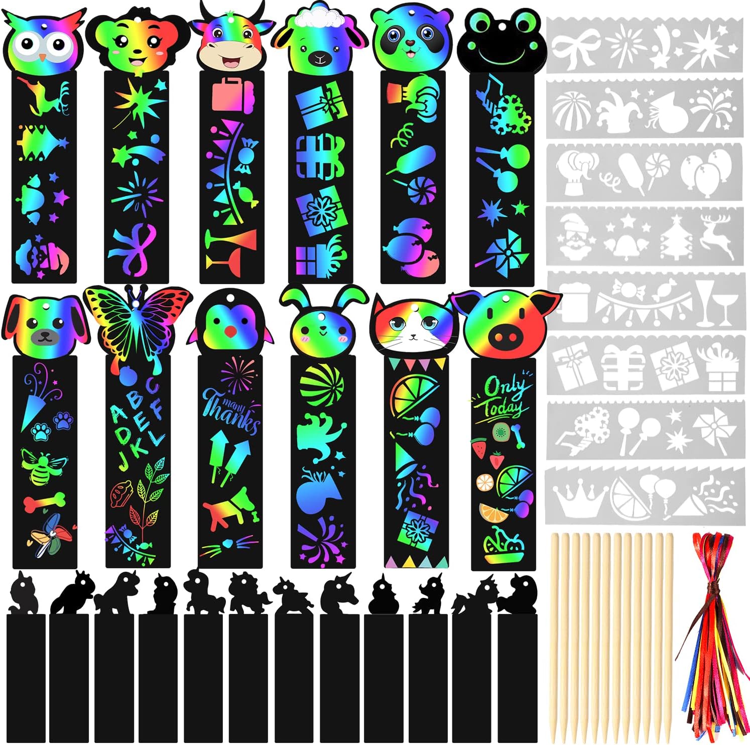 52-teiliges Kratzbilder Set Für Kinder - DIY Lesezeichen Mit Regenbogenfarben