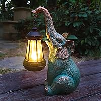 Vista 6 de JOYBEE - Estatuas de jardín de elefante con linterna solar para decoración al aire libre, figuras solares de elefante, decoraciones de luces