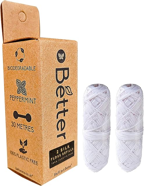 Better Eco 100% Plastic Free Silk Floss Refills | Mint Flavour - 30m x 2