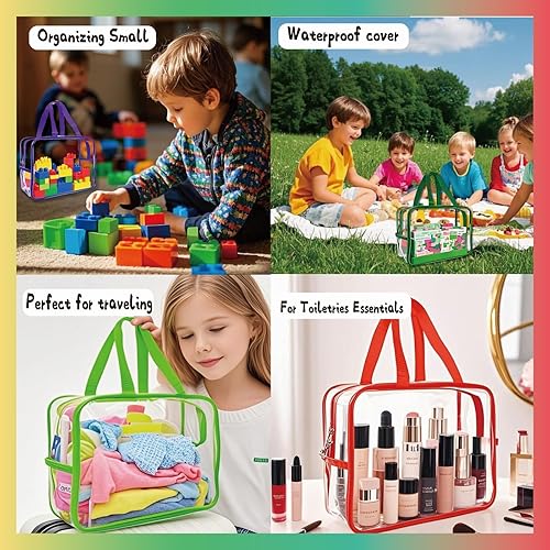 Miniatura 6 de Paquete de 6 bolsas grandes de almacenamiento de juguetes, bolsas organizadoras de juguetes con doble cremallera, reutilizables, a prueba de polvo,