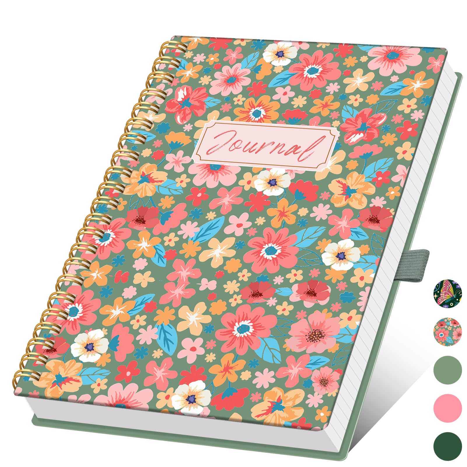 XLOXFU Dotted Spiral Notebook A5 Journal for Women & Men, 140 Pages,Bullet Dot Grid Hardcover Notebook for Work & Note Taking, Journals for Writing, Flower