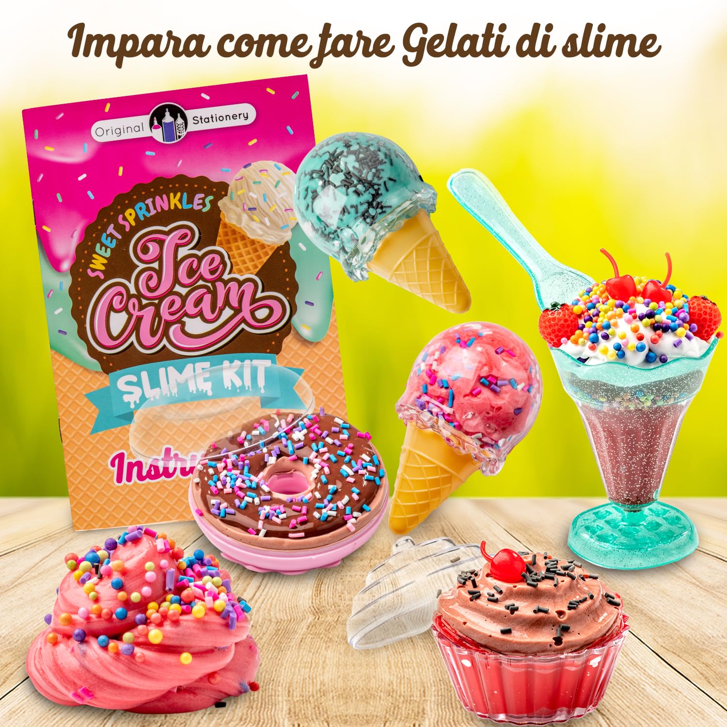 Original Stationery Slime Kit Sweet Sprinkles Ice Cream, Kit per Fare Slime Delizioso, Crea Slime Sundae e Tanto Altro, Slime per Bambini, Regalo di Compleanno
