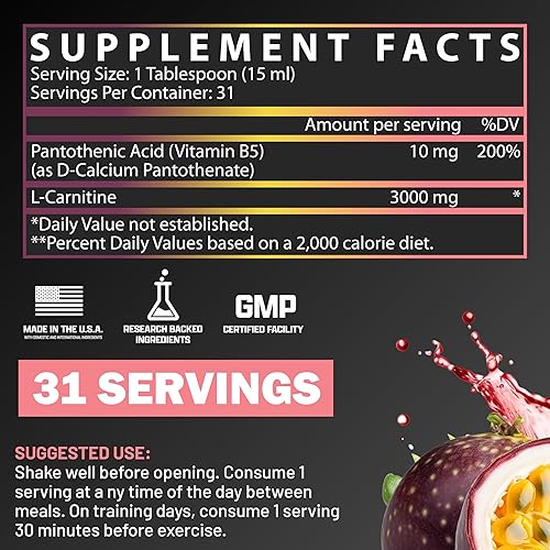 Miniatura 2 de Nutrex Research Carnitina líquida 3000  Guayaba de maracuyá  Carnitina líquida premium, sin estimulantes