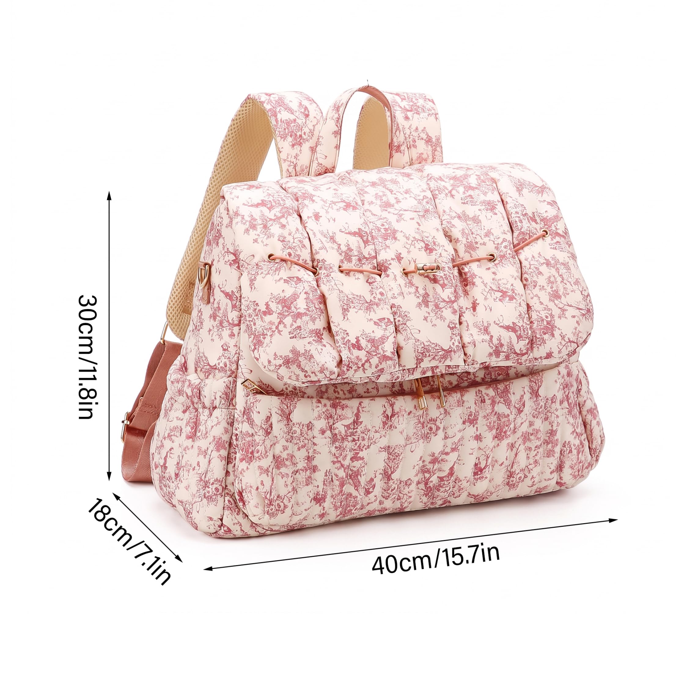 Mochila para pañales, bolsa de pañales acolchada ligera con almacenamiento organizado, color rojo vino